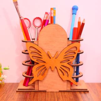 Laser Cut Wood Pencil Holder Pen Stand Pencil Storage Organizer Mm