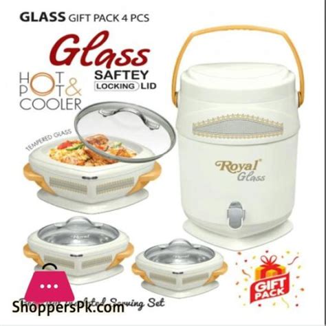 Pcs GIFT PACK Royal STYLO GLASS TOP Hot Pot Set Piece Water Cooler Litre In Gift