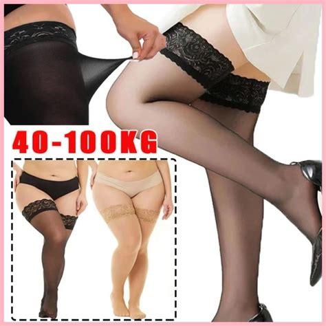 HOT SILK SOCKS 148 Plus Size Women Stockings Large Size Thigh High Long Socks Lace Exotic