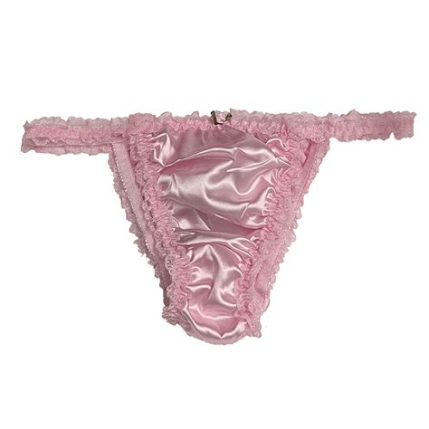 Satin Silky Sissy CDTV Frilly Lace Bikini Tanga Knickers Panties Sizes S XXL EBay