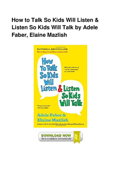 Pdf How To Talk So Kids Will Listen Listen So Kids Will Talk By