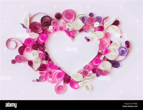 Paper Quilling Decorative Heart With Copy Space Valentines Background