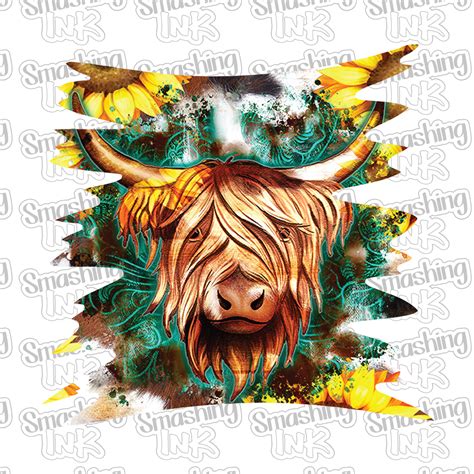 Western Highland Cow 1 Heat Transfer Dtf Sublimation Tat 3 Bus