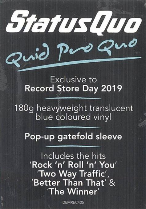 Status Quo UK Albums Discography QUID PRO QUO BLUE VINYL REISSUE