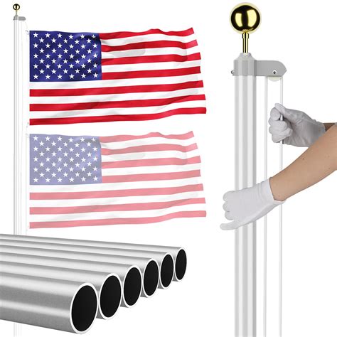 25FT 14 Gauge Heavy Duty Flag Pole Kit - In-Ground Outdoor Sectional