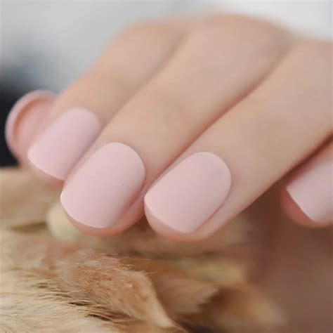 Nude Pink French Nail Round Shape White Tip Gel Fantasy Smaile Line Press On Nails Short Size