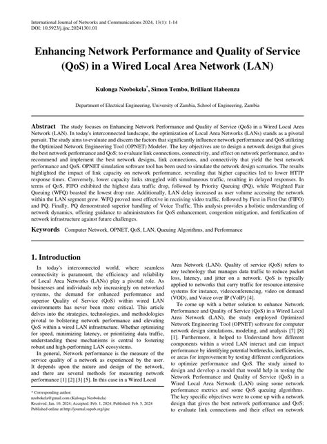 PDF Enhancing Network Performance And Quality Of Service QoS In A