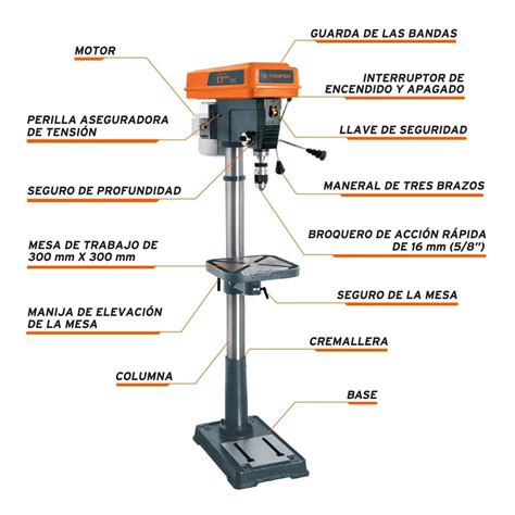 Taladro De Banco 5 8 X 17 1200 W 300 Rpm Truper 16182