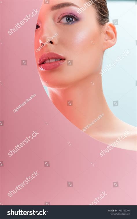 Portrait Beautiful Naked Woman Shiny Makeup Stock Photo Shutterstock