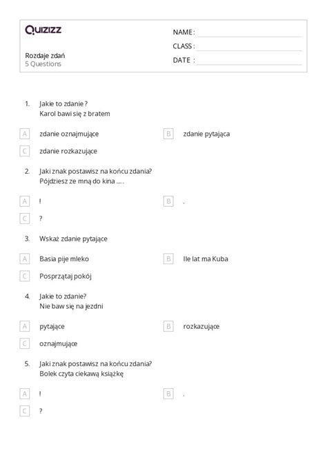 Ponad Rodzaje Zda Arkuszy Roboczych Dla Klasa W Quizizz Darmowe