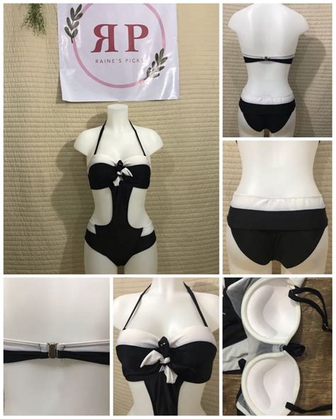 Black And White Color Block One Piece Padded Bikini Swimsuit Women S Fashion Swimwear Bikinis
