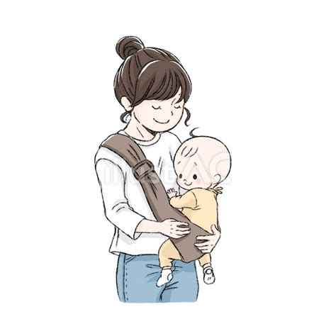 抱っこ紐で赤ちゃんを抱っこするお母さんイラスト No 25102702｜無料イラスト・フリー素材なら「イラストac」