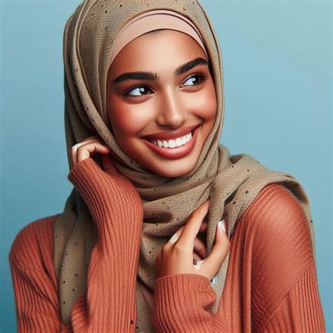 Beautiful Smiling Arabic Woman Wearing Stylish Traditional Hijab
