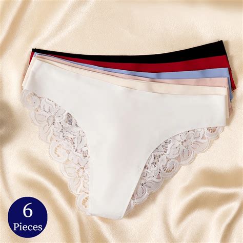 Giczi Pcs Set Women S Panties Sweet Lace Underwear Breathable Silk Satin Briefs Sexy Lingerie