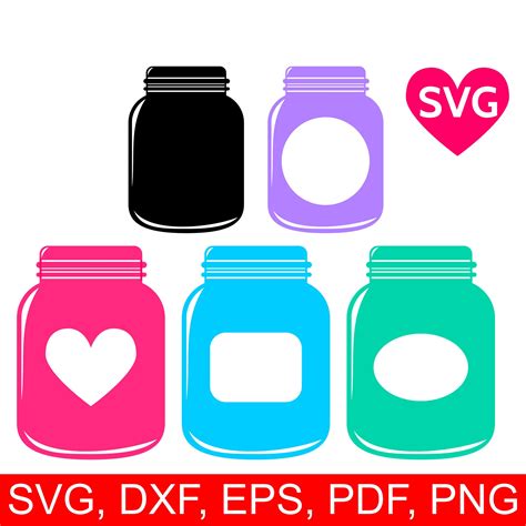 Mason Jars Svg Files With Labels And Monogram Frame For Cricut And