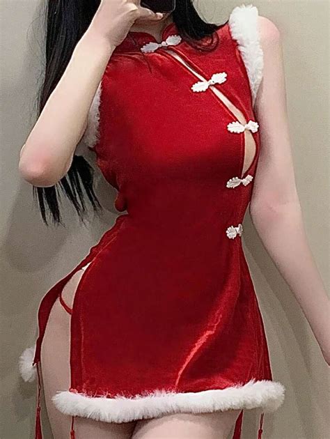 Sexy Lingerie Minimalist Sexy Christmas Uniform Sexy Passion Bare Chested Cheongsam New Year