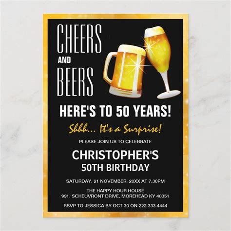 Modern Surprise Cheers Beers Birthday Party Invitation Zazzle