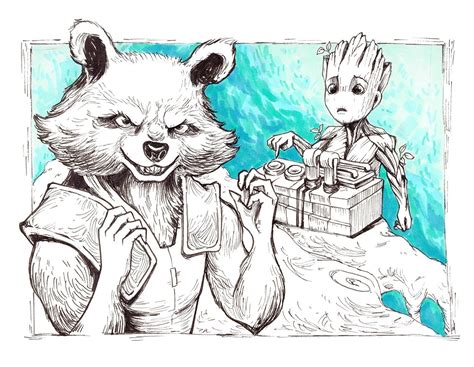 Раскраска енот ракета - 82 фото