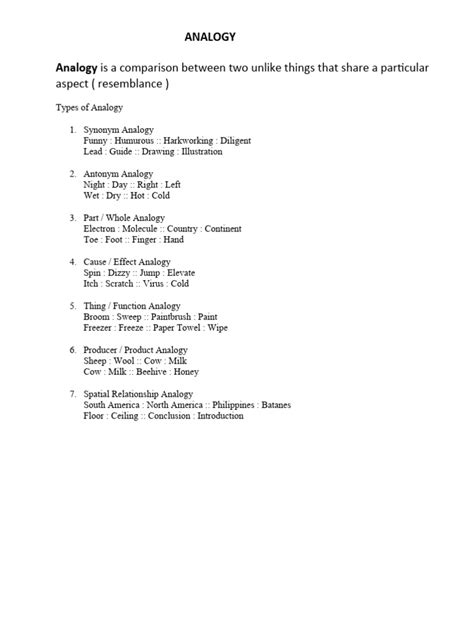 Types of Analogy | PDF