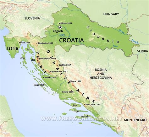 Croatia Physical Map