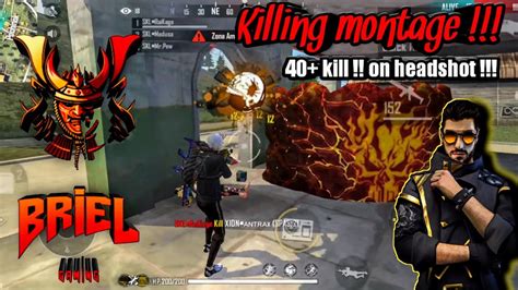 KILLING MONTAGE 40 KILL ON HEADSHOT FREEFIRE BATTLEGROUND