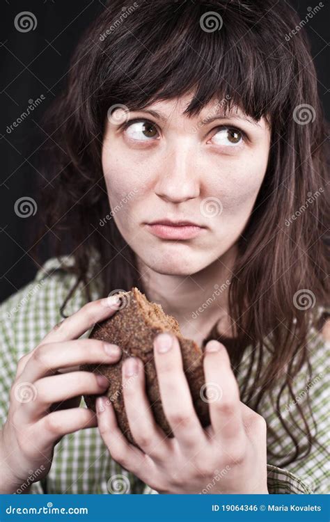 Beggar Woman With A Piece Of Bread Stock Photo Image Of Dirty Piece