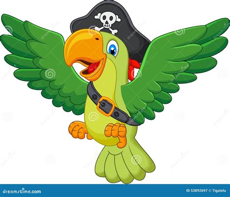 Cartoon pirate parrot stock vector. Illustration of ship - 53892697