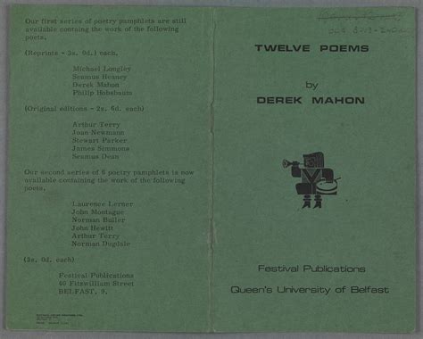 derek mahon trinity writers trinity college dublin