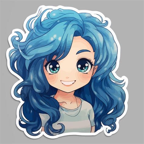 Premium Vector | A cartoon image of a girl with blue hair and a blue hair