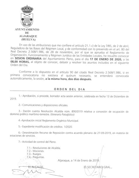 Convocatoria Sesi N Plenaria Ordinaria De Enero