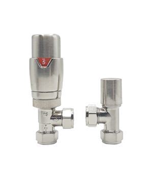 Reina Modal Angled Brushed Nickel Thermostatic Valve Set Drd