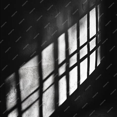 A closeup of a barred window in a prison cell with heavy iron bars