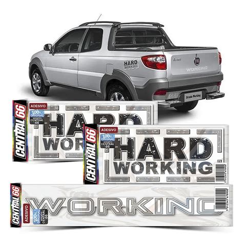 Kit Adesivos Hard Working Lateral Traseira Fiat Strada Central