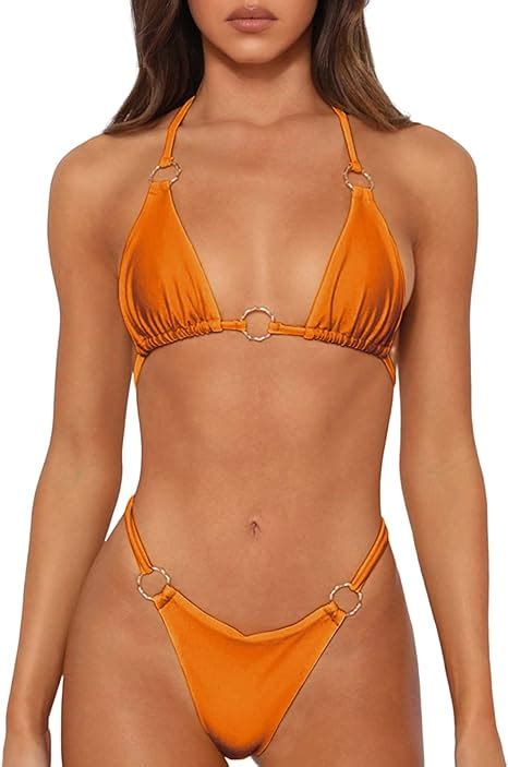 Amazon MIKETAI Sexy Bikinis For Women 2 Piece Bikini Spaghetti Strap Swimsuits Solid Color