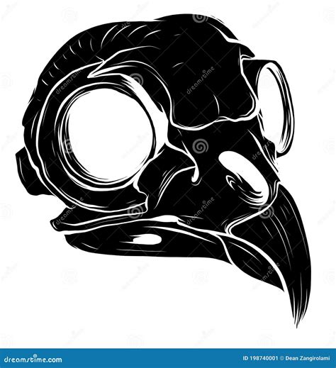 Black Silhouette Illustration Of Bird Skull Vector Stock Vector