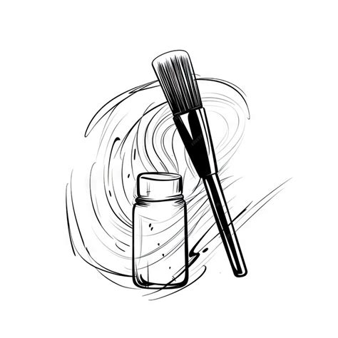 Premium AI Image | One Line Drawing of Brush and Paint Tube for ...