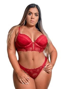 Conjunto Lingerie Plus Size Bojo e Aro Rendada Sutiã Cropped Garota V Conjunto de