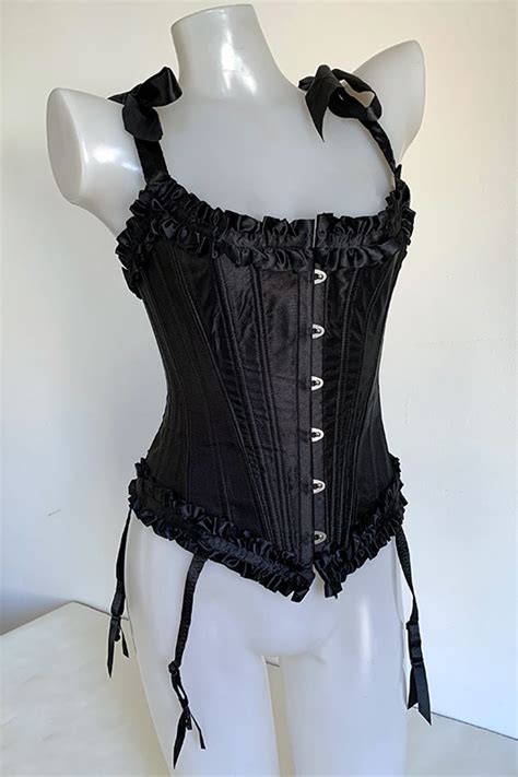 Satin Ribbon Corset Black Siren Doll