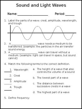 Sound Waves Activity Sheets