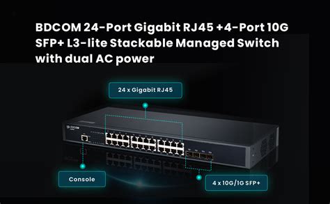 Amazon.com: BDCOM S2900-24T4X-2AC Ethernet Layer-3 lite Switch with 24 ...
