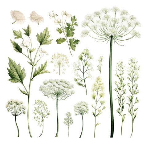 Premium Vector Beautiful Watercolor Queen Annes Lace Flowers Clipart