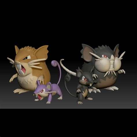 stl file pokemon rattata  raticate alolan form included  print