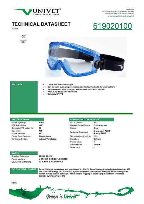 KN Rated 619 UNIVET Goggle with a Clear Lens Anti-Scratch Anti-Fog