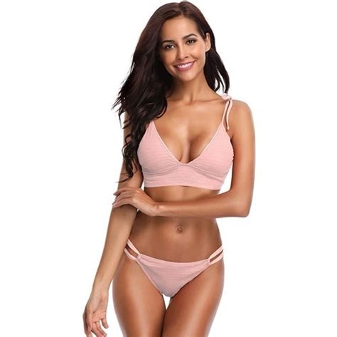 Shekini Swim Shekini Womens Bandage Shirried Triangle Bikini Low Rise Cutout Strappy