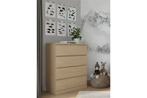 Комод Шведский Стандарт Варма, 4 ящика, 80x100x40, шпон дуб, беленый ...