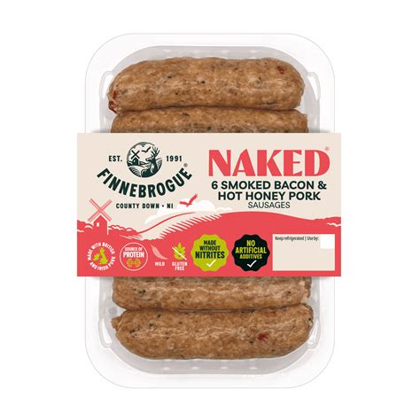 Finnebrogue Naked Smoked Bacon And Hot Honey Pork Sausages Finnebrogue