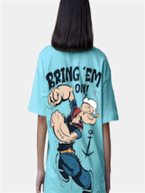 Buy The Souled Store Blue Popeye Printed Pure Cotton Oversized Fit T