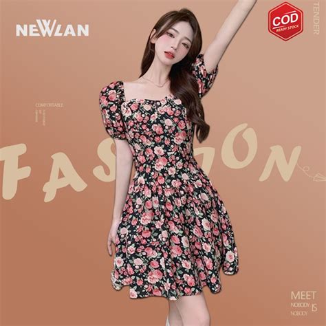 Jual Newlan Qz Multicolour A Line Mini Dress Dress Casual Kasual