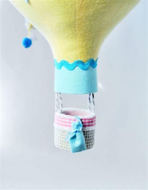 Mobile With Hot Air Balloons And Clouds Motif For Baby Girl Etsy
