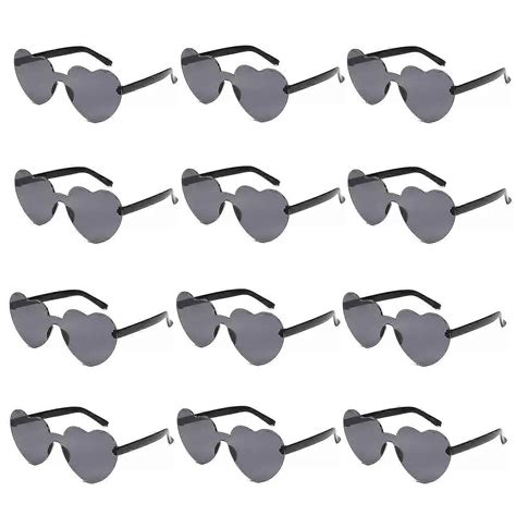 12 Pairs Heart Shape Sunglasses Rimless Heart Glasses Bachelorette